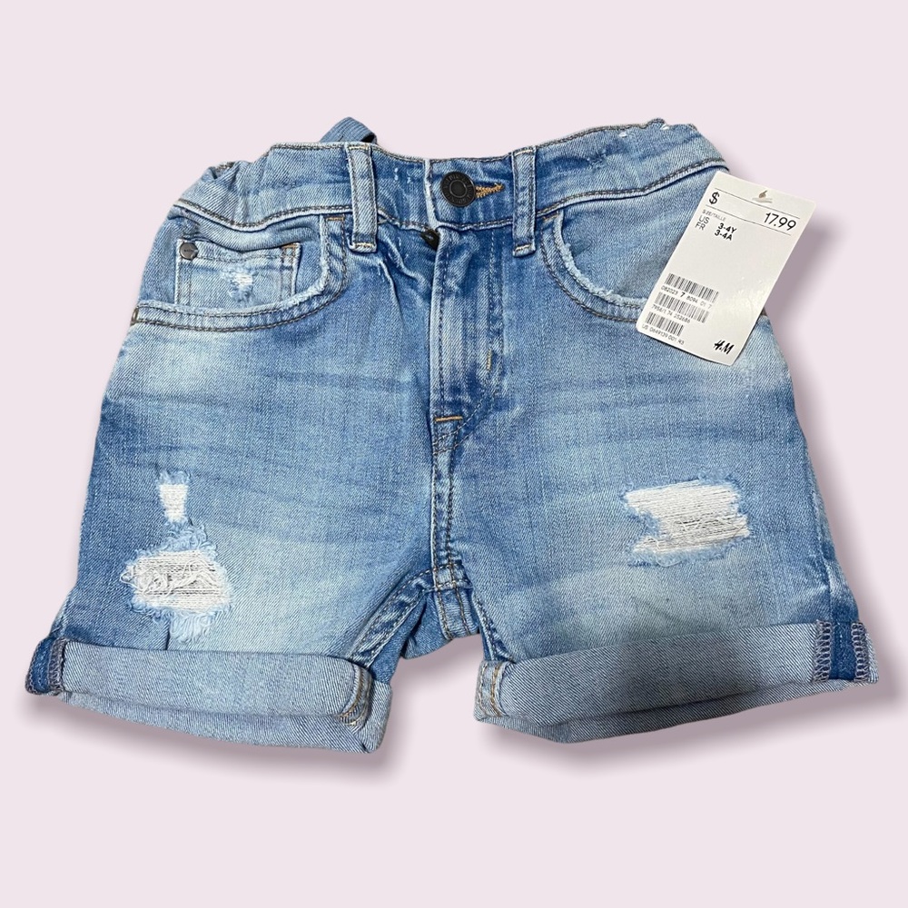NWT H&M distressed slim fit jean shorts 3-4yrs